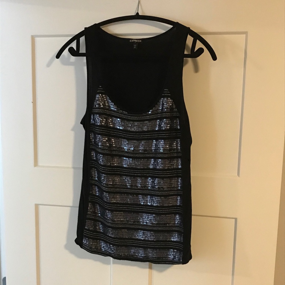 Express Black and Silver Women’s Tank Top